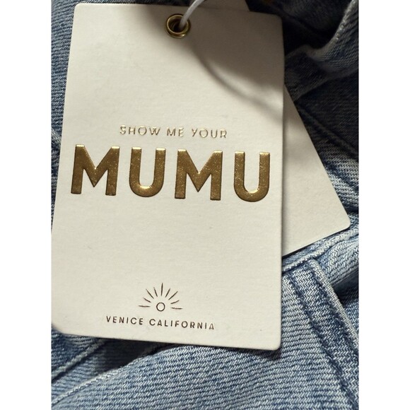 Show Me Your Mumu Long Denim Skirt Front Slit Light Wash Size 27 NWT - Picture 7 of 10